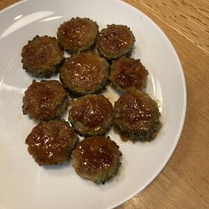 ゴーヤの肉詰め照り焼き